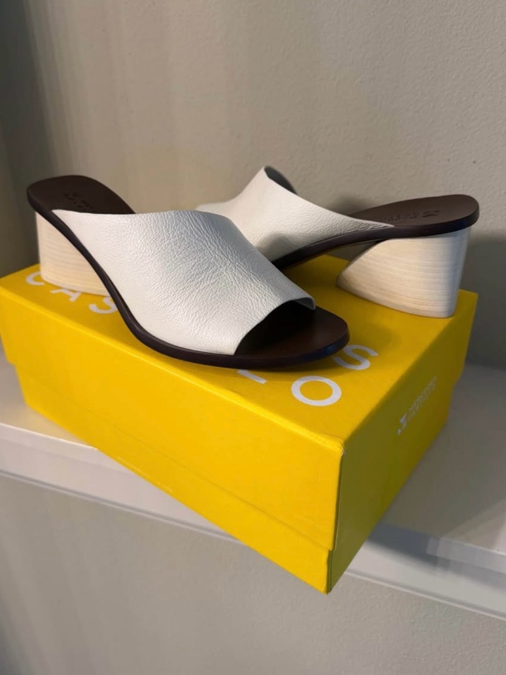 MERCEDES CASTILLO White Leather Open-Toe Mule Sandal size 9.5